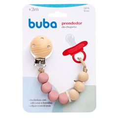 Prendedor de Chupeta Buba Silicone Banbu Rosa