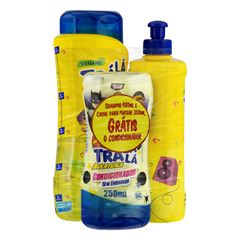 Kit Shampoo 480ml + Creme para Pentear 300ml Trá Lá Lá Kids sem Embaraço Grátis Condicionador Justice League Aventura 250ml