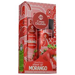 Kit Shampoo 300ml Condicionador 250ml Corpo Dourado Morango