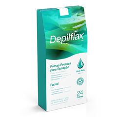 Folhas Prontas P/Depilação Depilflax Facial Aloe vera C/24un