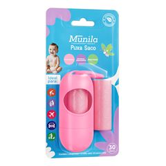Kit Dispenser Refil Puxa Saco Munila Rosa