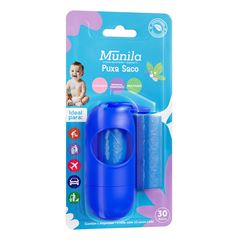 Kit Dispenser Refil Puxa Saco Munila Azul