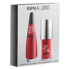 Kit Impala 1.3 Ju Paes Virando o Jogo Esmalte Xeque-Mate+Lip Oil Vermelho
