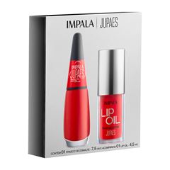 Kit 1.2 Aposta Alta Impala Esmalte Aposta Alta e Lip Oil Vermelho Translucido Vibrante