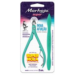 Alicate para Cutículas Merheje Basic Super Verde com Espátula