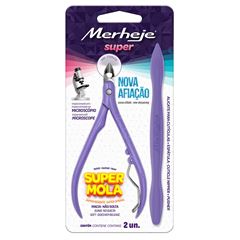 Alicate para Cutículas Merheje Basic Super Lilas com Espátula
