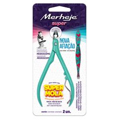 Conjunto Merheje Verde Alicate para Cutículas + Pinça Decorada Merheje Basic Super