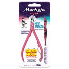 Conjunto Merheje Rosa Alicate para Cutículas + Pinça Decorada Merheje Basic Super