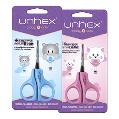 Tesoura Para Unhas Merheje Unhex Baby Rosa/Azul