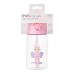 Garrafa Pimpolho C/Canudo Cristal Abelha Feminina 370ml Rosa