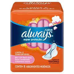 Absorvente Always Suave Com Abas Tamanho P C/8