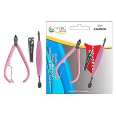 Conjunto Nybc Alicate para Cuticulas Espatula e Cortador de Unhas REF CJAMECU