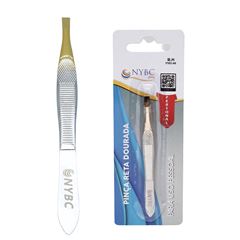 Pinça Sobrancelhas Nybc Ponta Reta Dourada REF PSRD-88