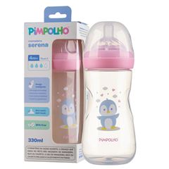 Mamadeira Pimpolho Serena Pinguim Rosa 330ml