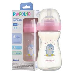 Mamadeira Pimpolho Serena Pinguim Rosa 260ml