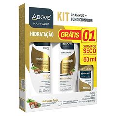Kit Shampoo 325ml + Condicionador 200ml Above Hidratação + Shapoo a Seco 50ml Gratis