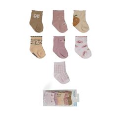 Kit Meia Semaninha Lisa Pimpolho 00-15 Feminina Sortido C/7 pares Rosa/Bege/Coral