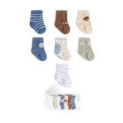 Kit Meia Semaninha Pimpolho 00-15 Masculina Sortido C/7 pares Azul/Verde/Offwhite/Branco