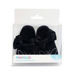 Meia Sapatilha Pimpolho Strass RN Preto
