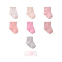 Kit Meia Pimpolho Semaninha Lisa Zero Feminina Rosa/Cinza/Branco C/7 Pares