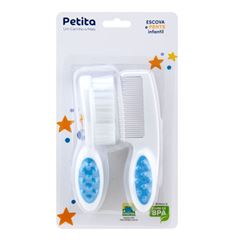 Escova e Pente Petita Infantil Azul