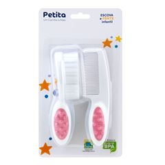 Escova e Pente Petita Infantil Rosa