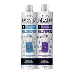 Kit Escova Progressiva Japinha Shampoo De Limpeza Blonder Organico + ativo Redutor Blonder Organico 2Lt