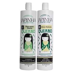 Kit Escova Progressiva Japinha Shampoo De Limpeza Quiabo Organico + ativo Redutor Quiabo Organico 2Lt