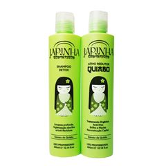 Kit Escova Progressiva Japinha Shampoo De Limpeza Quiabo Organico + ativo Redutor Quiabo Organico 600Ml