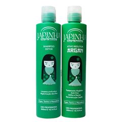Kit Escova Progressiva Japinha Shampoo De Limpeza Detox + ativo Redutor Detox 600Ml