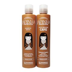 Kit Escova Progressiva Japinha Shampoo De Limpeza Café Organico + ativo Redutor Café Organico 600Ml