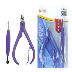 Conjunto Alicate Para Cuticulas + Espatula Nybc Cabo Plastico REF CJAECP
