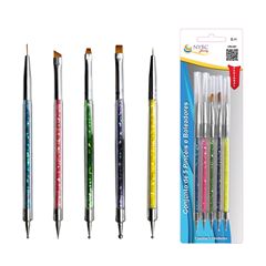Conjunto Pinceis e Boleadores Nybc Para Decoração de Unhas C/5 REF CDU-001