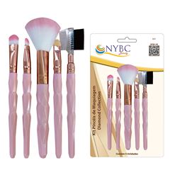 Kit Pinceis de Maquiagem Nybc Cabo Diamante REF KPM-5R