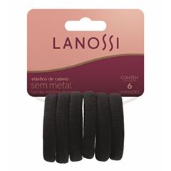 Conjunto Elastico para Cabelo Lanossi Silicone Preto C/6