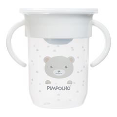 Copo de Treinarmento Pimpolho 360° C/Alça e Tampa Urso Branco Unissex 240ml