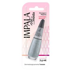Esmalte Impala Cor da Moda Glitter Prata Demais Blister