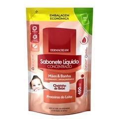 Sabonete Liquido Concentrado Pouch Dermacream Mãos é Banho Proteina do Leite 400ml