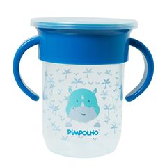 Copo de Treinamento Pimpolho 360º C/Alça e Tampa Masculino Rinoceronte Azul 240ml