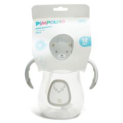 Copo de Treinamento Bichinho Pimpolho C/Alça e Tampa Unissex Branco Urso 280ml