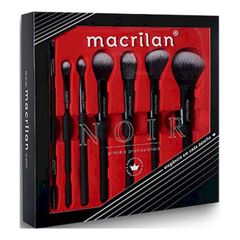 Kit Ed009 Noir Com 7 Pincéis Profissionais Para Maquiagem - Macrilan