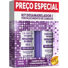 Kit Shampoo 300 Ml E Condicionador 300 Ml Desamarelador Linha Fortalecimento 600 Ml, Gota Dourada