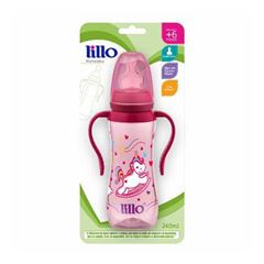Mamadeira Lillo Sonho Acinturada Com Alça Orto 240Ml Rosa